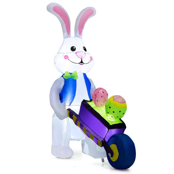 Gemmy 6ft Easter bunny in basket easter inflatable and 5.5ft egg inflatable on sale